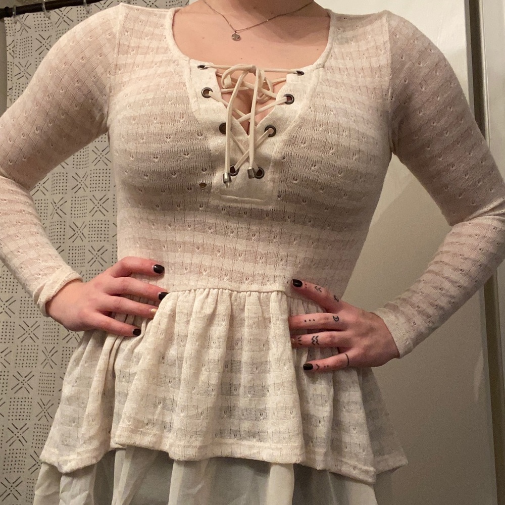 Bohemian Long Sleeve Babydoll V-Neck
